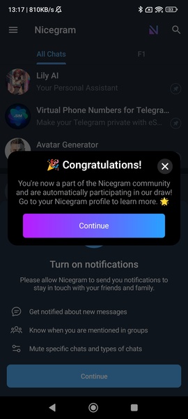 Nicegram: AI Chat for Telegram Captura de pantalla 1