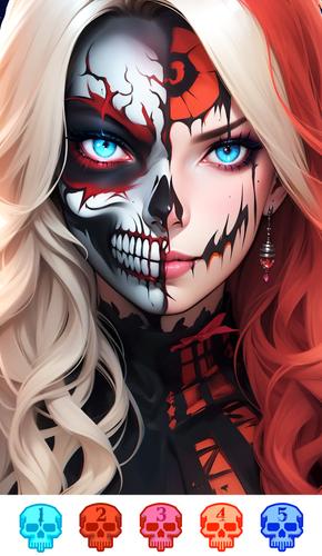 Dark Skeleton Color by number 스크린샷 1