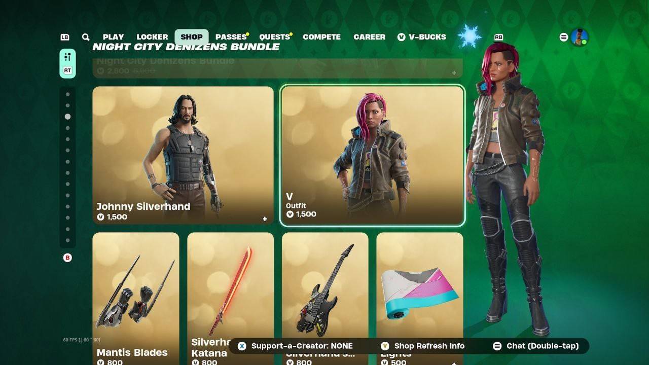 Cyberpunk 2077's V in Fortnite