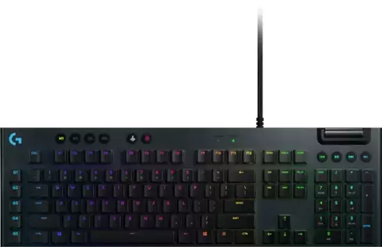 LOGITECH -G815 LIGHTYNC 전체 크기 유선 기계식 GL CLICKY 스위치 게임 키보드 RGB 백라이트 - 탄소