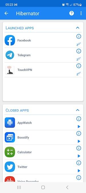 Hibernator: Force Stop Apps Screenshot 1