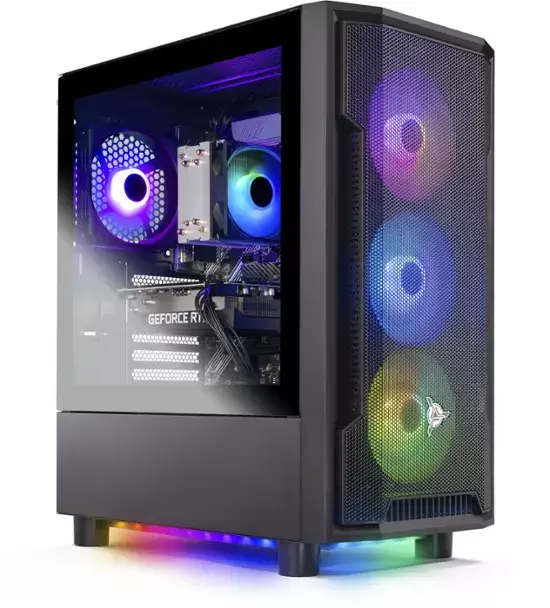 SkyTech Gaming - Shadow4 Gaming Desktop PC - AMD Ryzen 5 7600 - 16 GB Speicher - NVIDIA 4060 - 500 GB NVME SSD - Schwarz