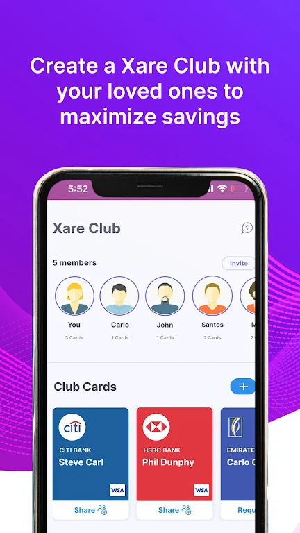 Xare - Share Debit,Credit card应用截图第2张
