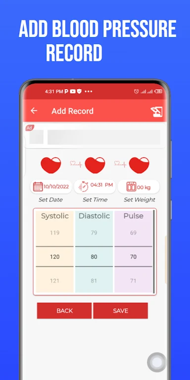 Blood pressure recorder & bp diary Captura de tela 2