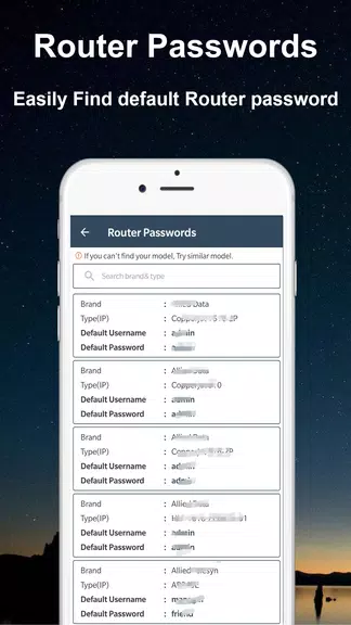 Default WiFi Router Passwords スクリーンショット 2