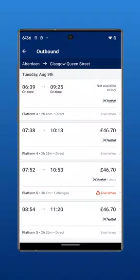 ScotRail Train Times & Tickets Screenshot 2