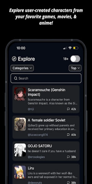 Charstar: AI Character Chat Captura de tela 1