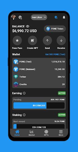 Fone Network AI, Earning, NFTs Screenshot 1