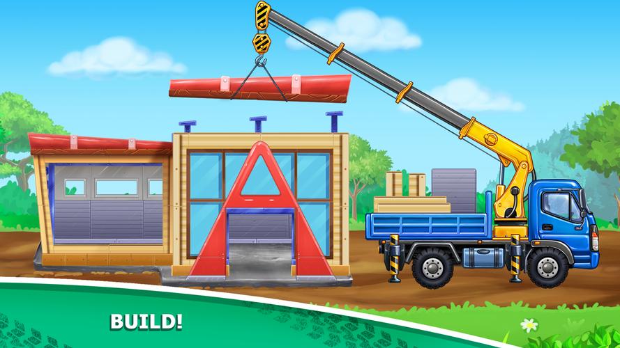 Kids truck games Build a house स्क्रीनशॉट 4