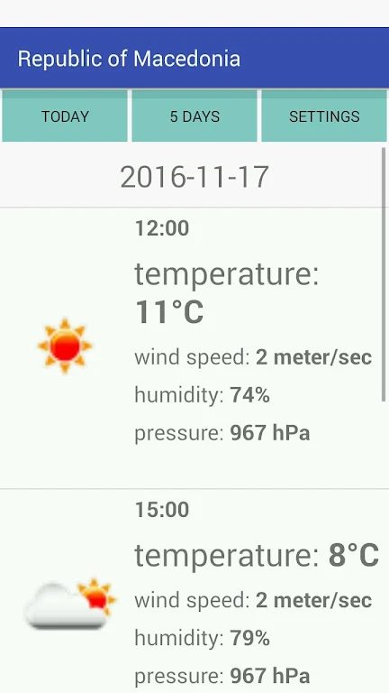 Republic of Macedonia Weather 스크린샷 1