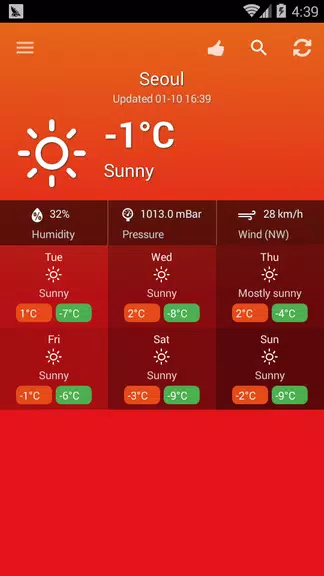 Weather South Korea Скриншот 1