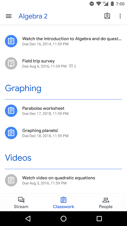 Google Classroom スクリーンショット 2