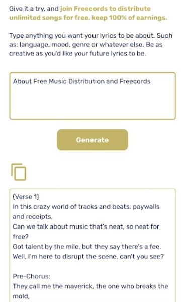 AI Lyrics Generator Screenshot 4