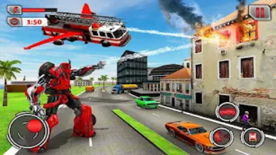 fire truck flying robot rescue Скриншот 3