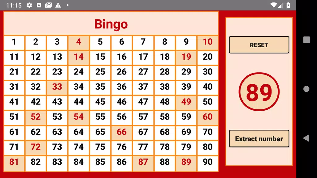 Bingo - numbers extractor - 90 numbers स्क्रीनशॉट 2