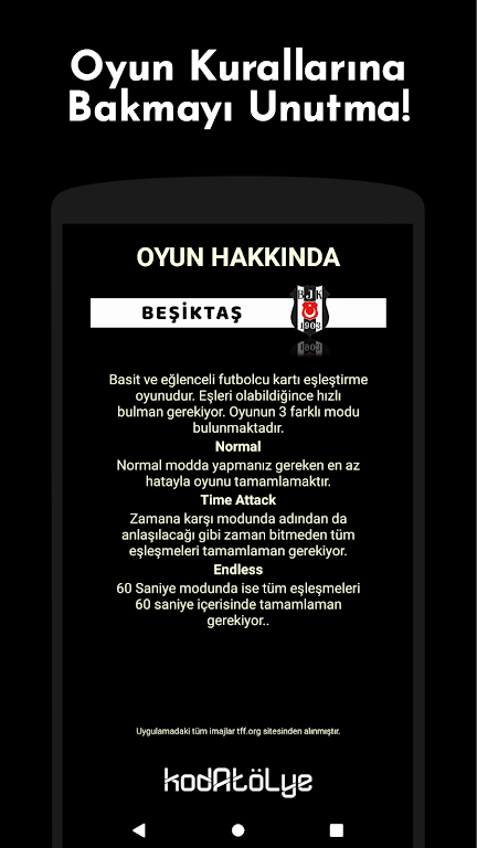 Beşiktaş Futbolcu Kart Eşleştirme Oyunu Capture d'écran 4