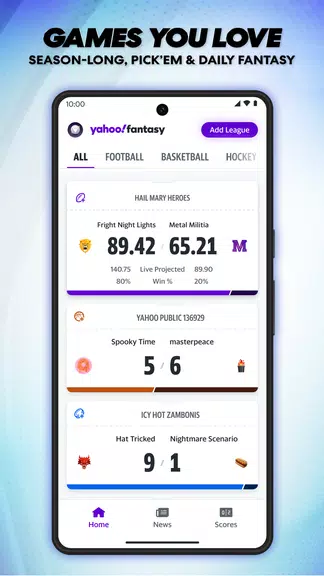 Yahoo Fantasy: Football & more 스크린샷 1