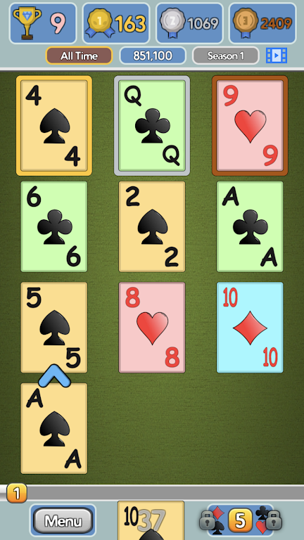 One Stack Solitaire: Free Card Game Captura de pantalla 1