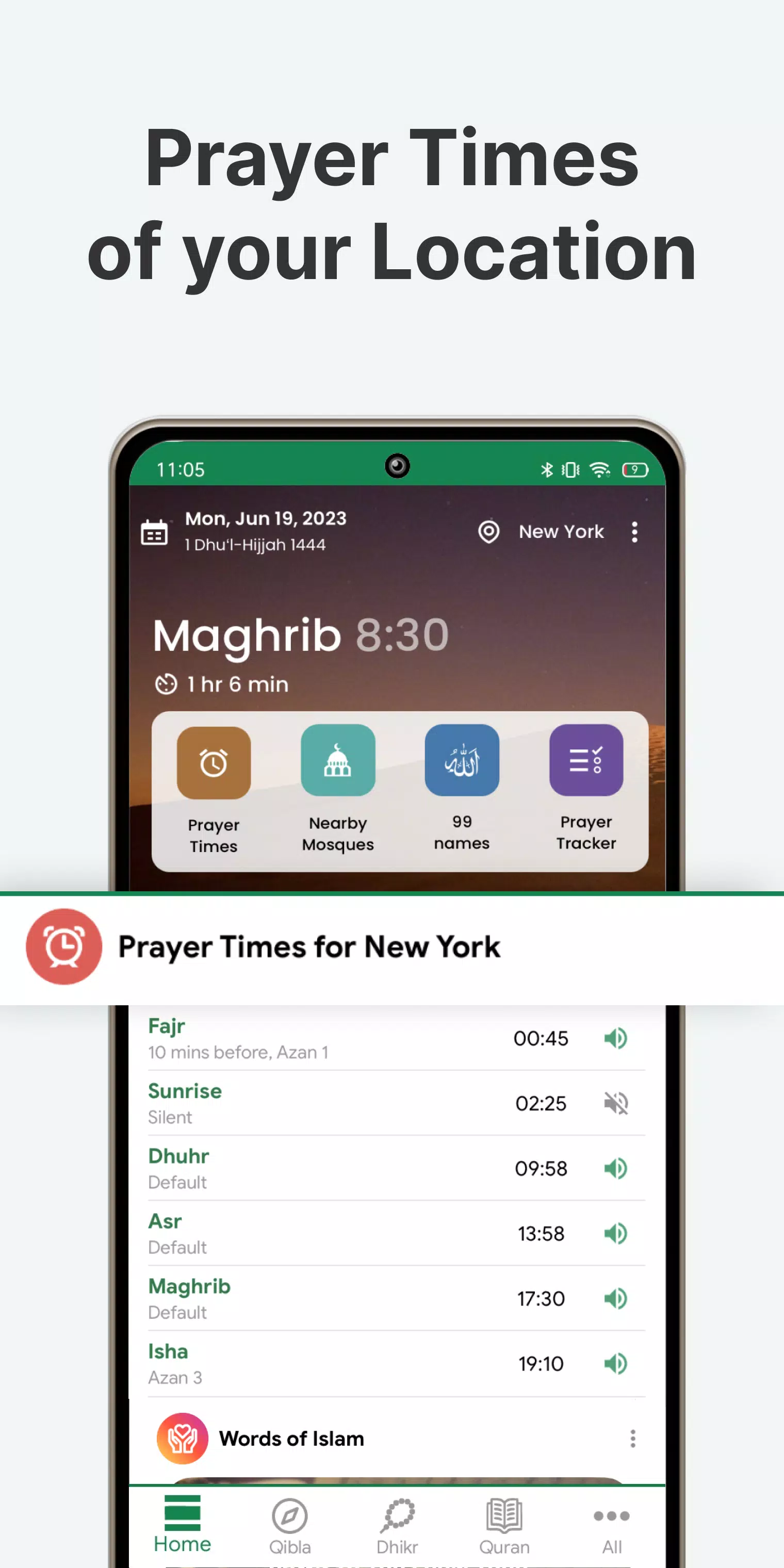 Muslim: Prayer Times, Qibla スクリーンショット 1