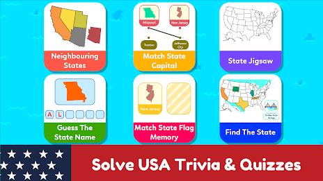 USA Map Kids Geography Games Скриншот 3