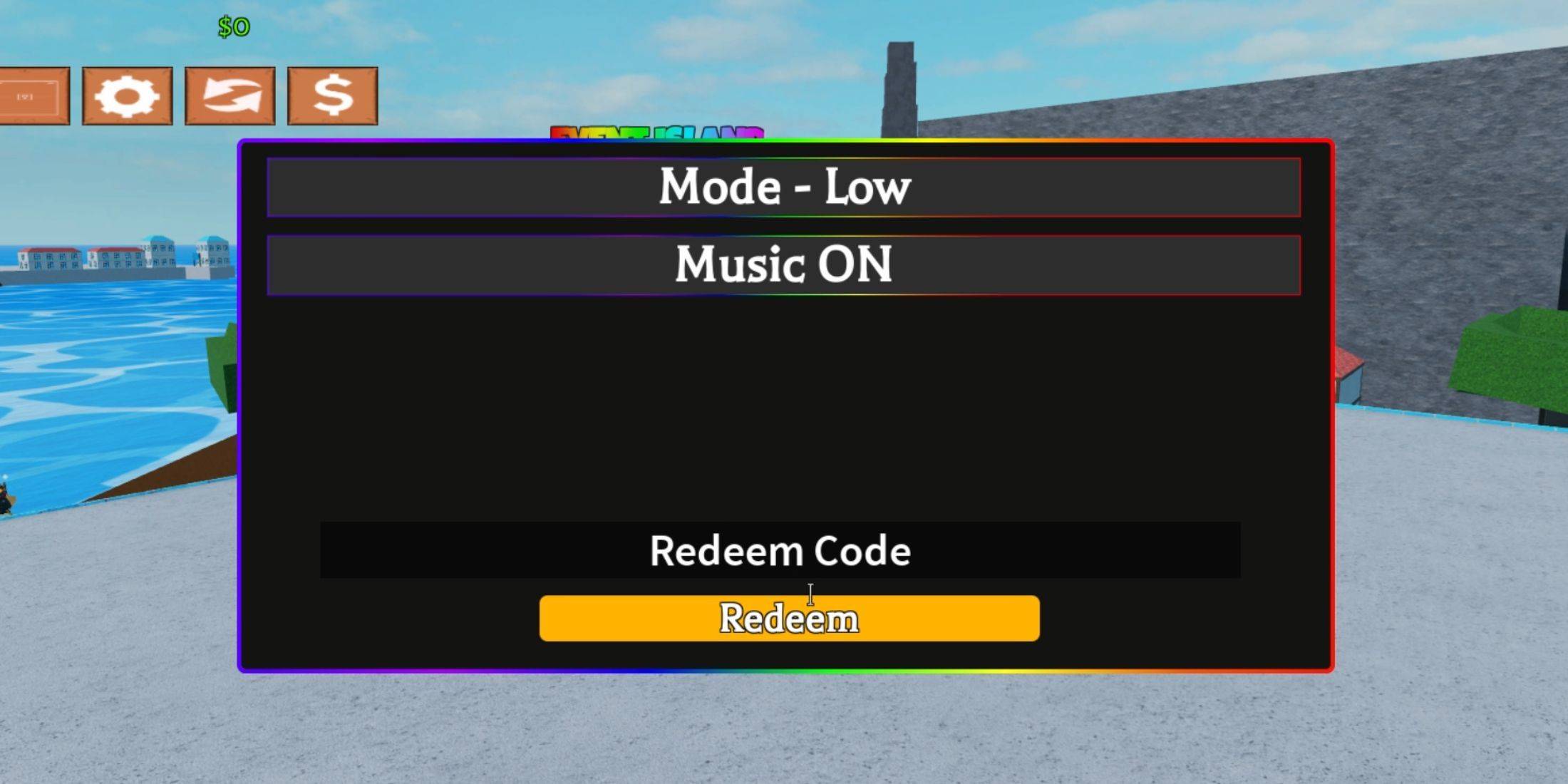 Image: Moodeng Fruit Code Redemption Menu