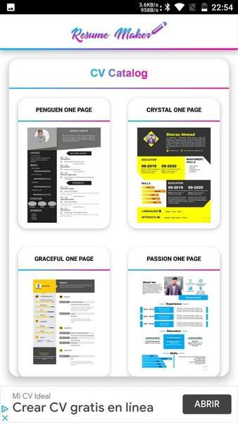 Free Resume Maker Captura de pantalla 1