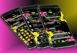 SMS Messages Glass BlackFlower スクリーンショット 1