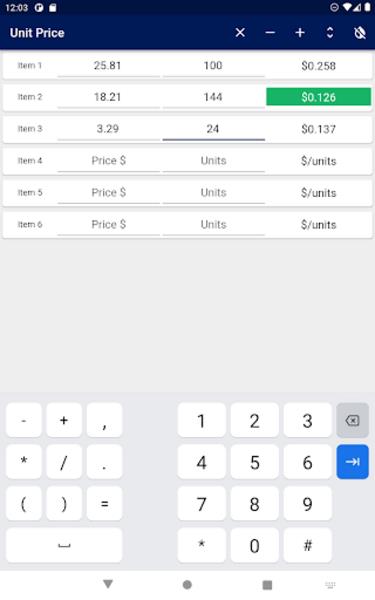 Unit Price Comparison Скриншот 3