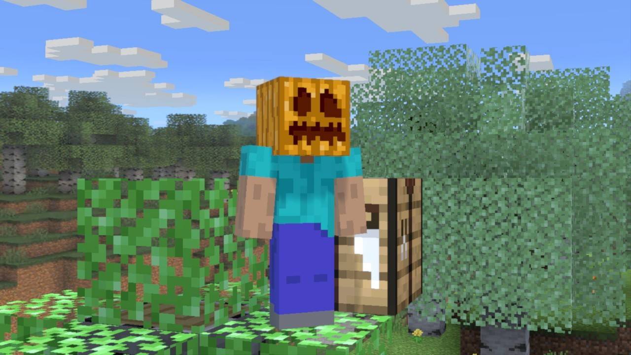 Pumpkin sur le caractère de la tête Minecraft