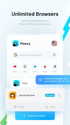 Pawxy - Fast VPN & Web Browser Captura de pantalla 1