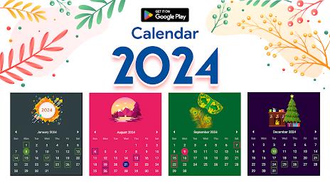 Calendar 2024 :Diary, Holidays स्क्रीनशॉट 1