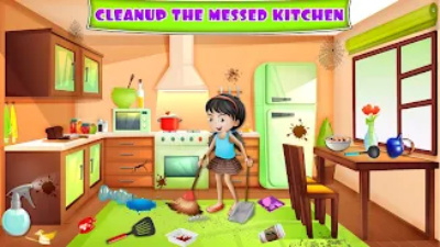 Kitchen Cleaning House Games Captura de tela 2