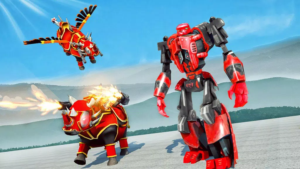 Flying Rhino Robot Transform: Robot War Games Screenshot 4